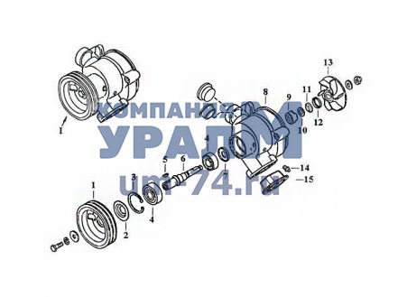 Схема сборки помпы камаз 740