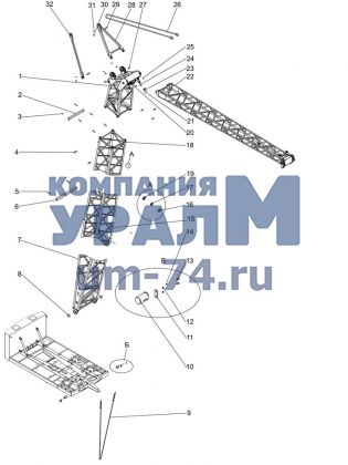Стрела, 32,75 м, гусек 10 м 251.20.00.000-02-13