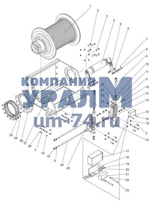 Лебедка в сборе КС-65711.26.01.000 автокрана КС-65711
