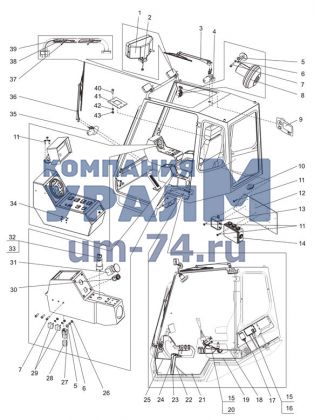 Электрооборудование кабины КС-65711.80.10.000 автокрана КС-65711