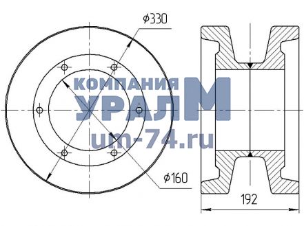 Чертеж Колесо опорное 25.05.00.100
