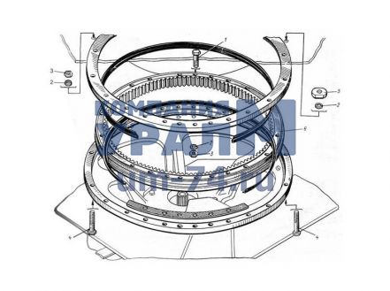 Чертеж Опорно-поворотное устройство (ОПУ) КС-45721.09.000-01 (1451 на 40 отв) с буртом