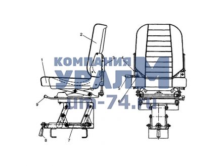 Чертеж Сиденье водителя 5336-6800010 кабины автокрана Машека