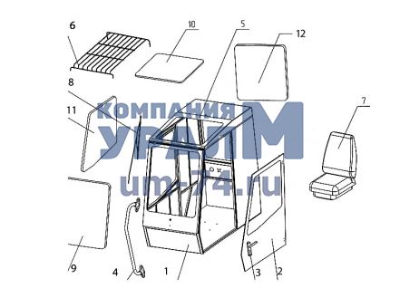 Чертеж Стекло заднее КС-3579.58.015 кабины автокрана Машека