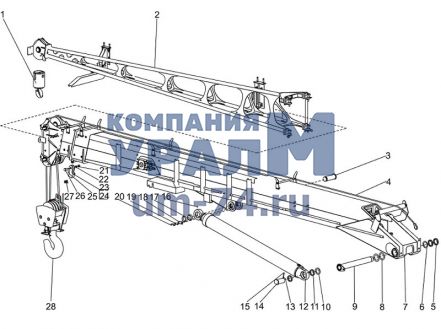 Чертеж Стрела (сварная, уголковая) КС-45721.63.100 автокрана КС-45721