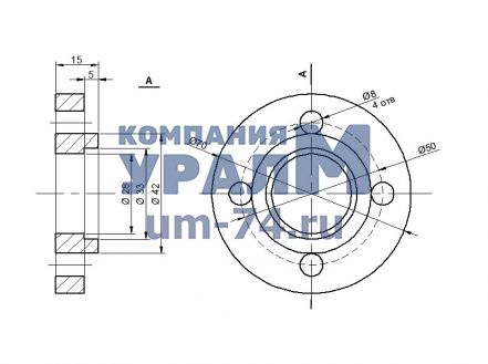 Чертеж Фланец 57,2х27,8-4хф12-УМ27х2 ЯН.04.01.031