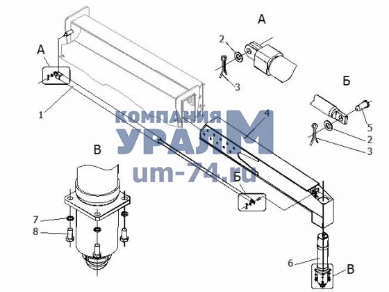 Установка выносных опор КС-55713-1В.31.000 для автокрана Галичанин КС-55713-1В