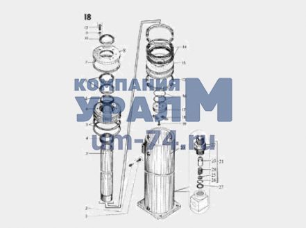Чертеж Гидроцилиндр подъема молота СП-49Д.12.01.000СБ