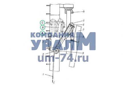 Чертеж Стрелка в сборе с гидроцилиндром и осями СП49Д-СТРЕЛКА