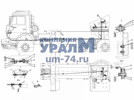 Привод управления двигателем I КС-55713-1В.72.000-3 для автокрана Галичанин КС-55713-1В