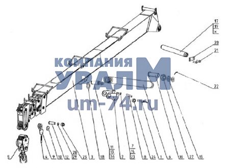 Стрела телескопическая КС-55727.62.01.000 в сборе автокрана Машека - Фото 1