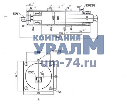 Гидроцилиндр вывешивания опор КС-55713-1К.31.200, ГЦ-125.100.600 (ГЦ-125.100х600.55, ЦС-125.100х600.995) - Фото 3
